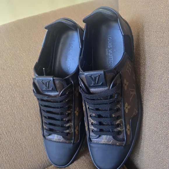 Louis Vuitton Men's Black and Brown Monogram Sneakers Size 7.5/US 8.5